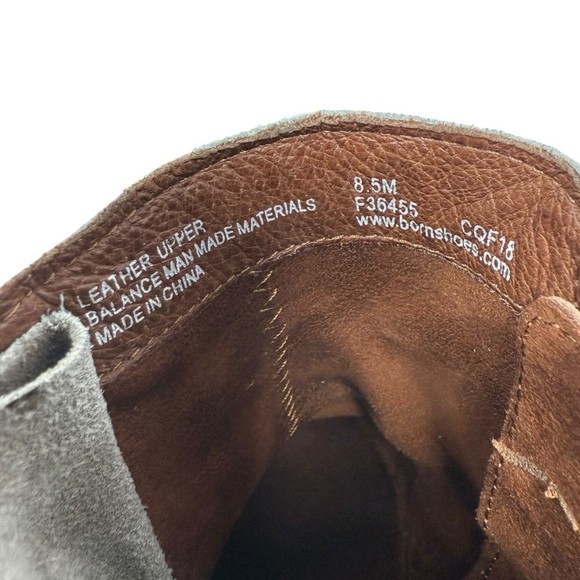 Born Bessie Taupe Suede Ankle Boots F36455 Sz 8.5 Low Heel Side Zip Lace Details - Picture 13 of 13